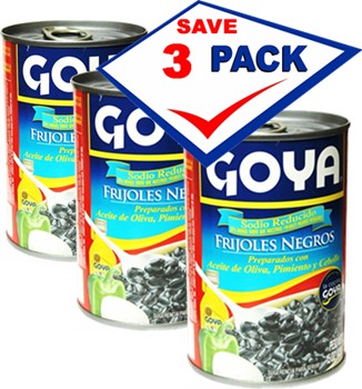 Goya Black Beans Seasoned  Low Sodium  15.5 oz Pack of 3